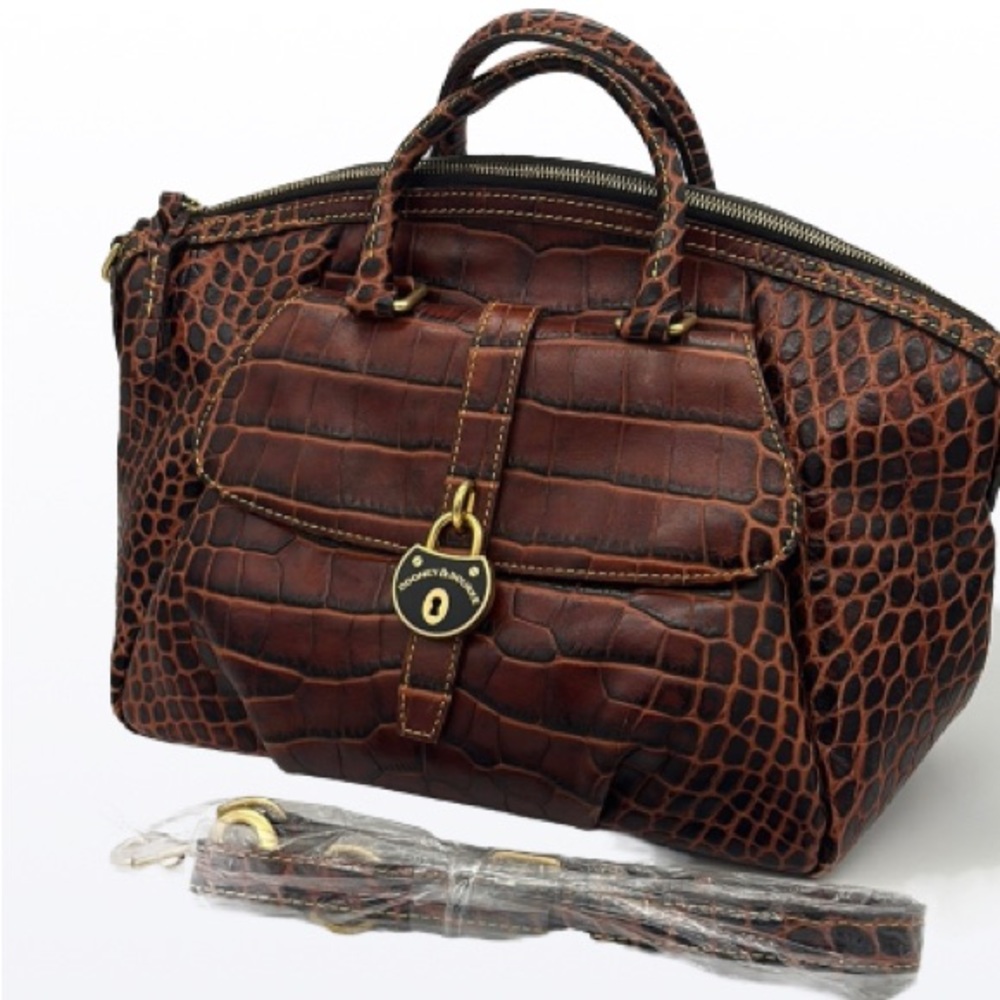 Dooney & Bourke New Campbell Croc-Embossed Leather in Cognac-Fino New